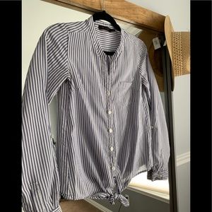 The Limited Striped front tie button down. XS